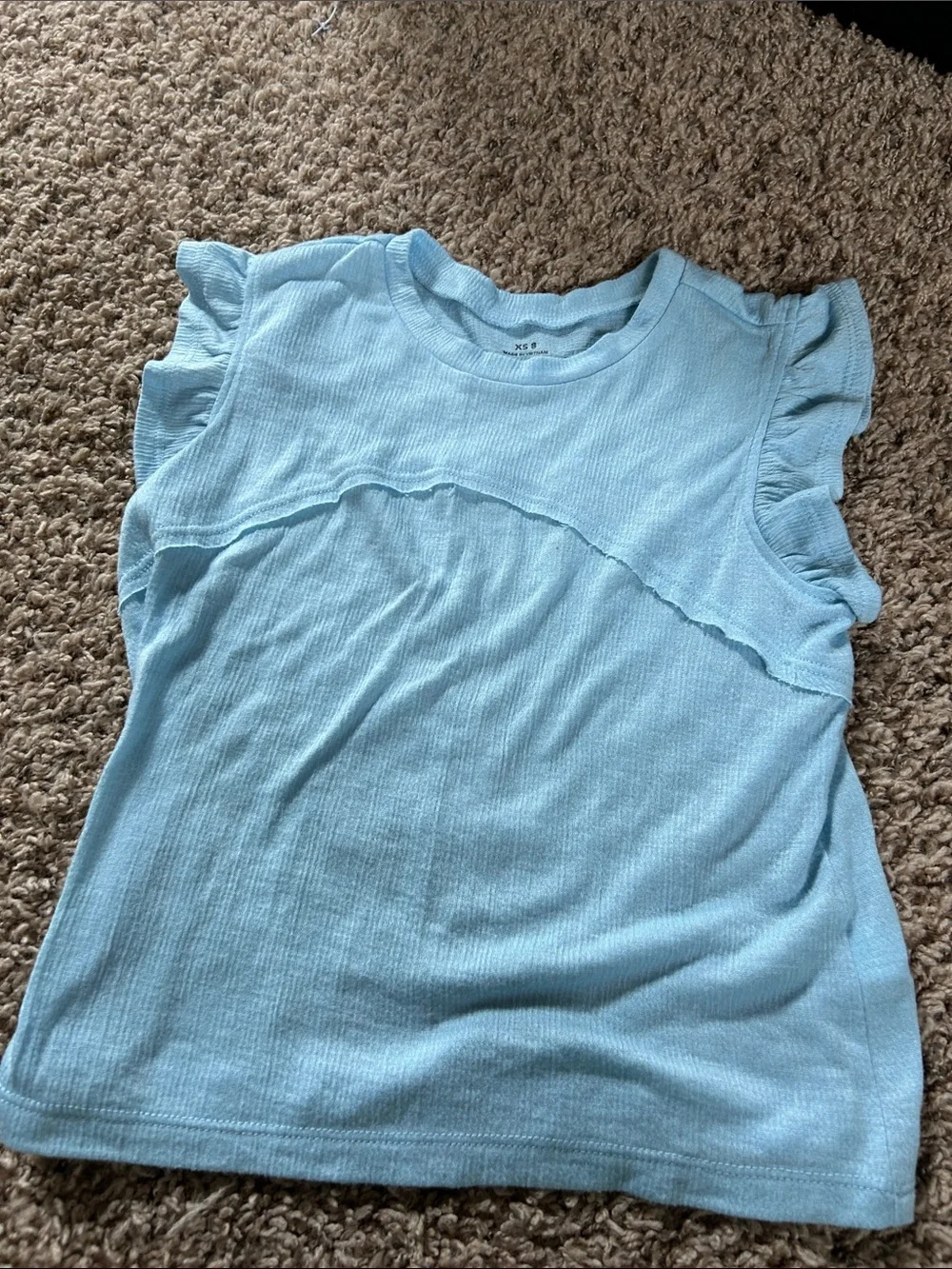 Maurices Light Blue Ruffle Sleeve Top (8) & Gymboree Blue denim Skirt(7) set.